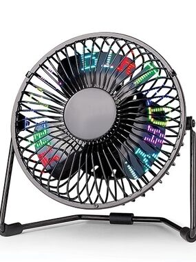 Black USB LED Message Fan